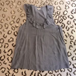 Grey Silk Ruffle Neck Tank from Anthropologie